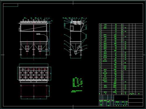脉冲袋式喷吹除尘器CAD图纸