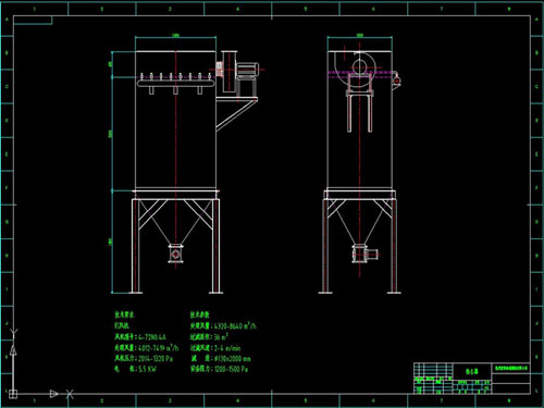 脉冲袋式除尘器cad结构图纸设