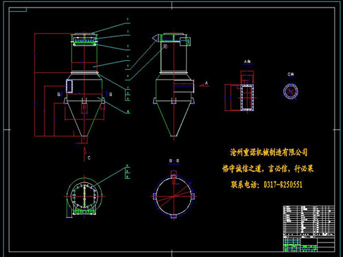 旋风脉冲袋式除尘器cad图纸设